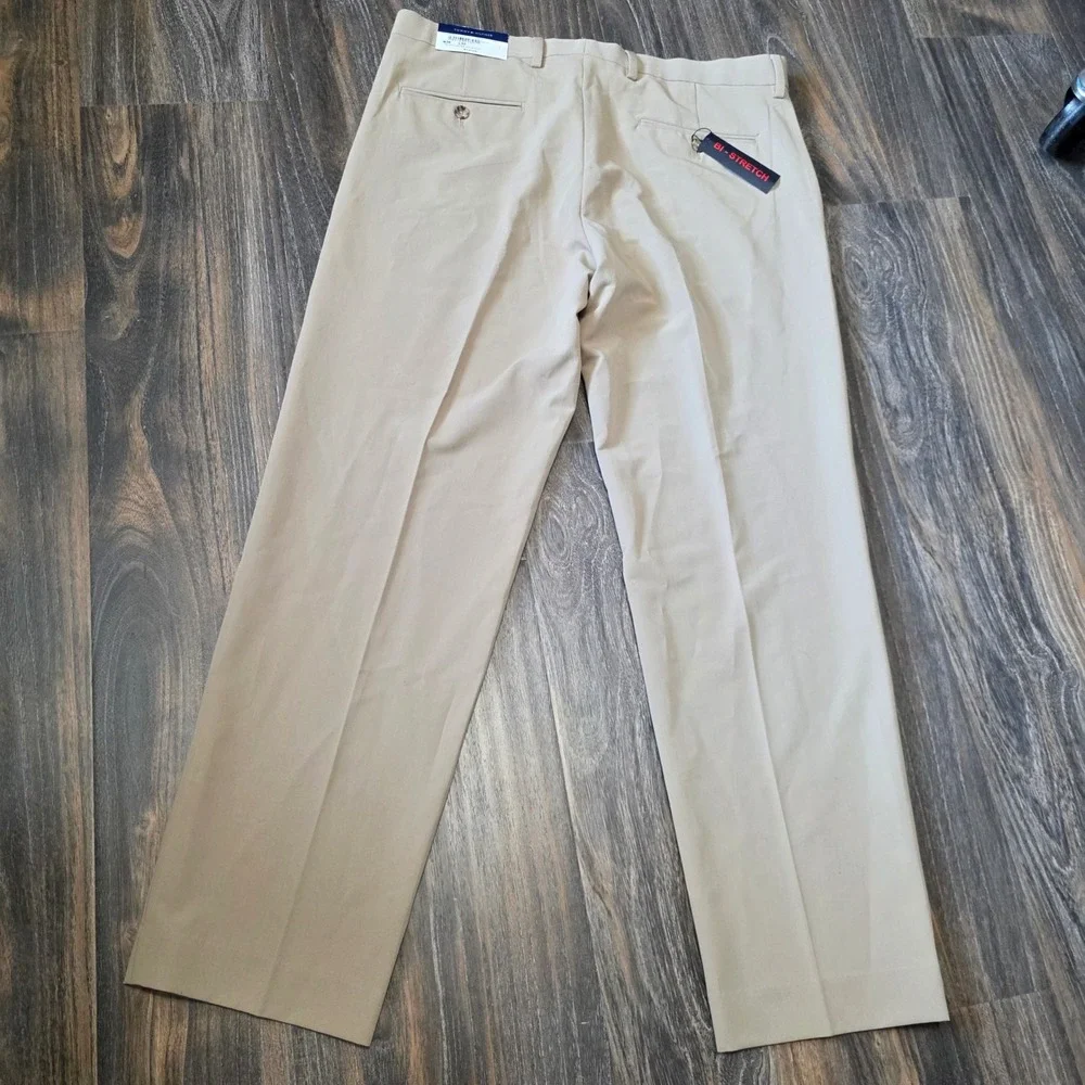Tommy Hilfiger Warren Mens Khaki Stretch Performance Dress Pants 36x30 D956